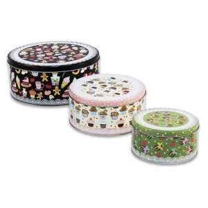  Tin Boxes Set Pastry Design Assorted 3 Pieces Case Pack 12 