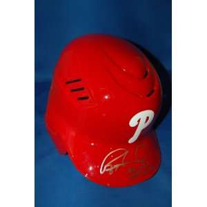  Ryan Howard Autographed Helmet   Game Model Dual Inscribed 