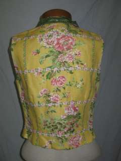 Tapp NY Japanese Print w Samurai Cotton Vest / Blouse S  