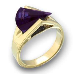  Womens Young Line Amethyst Cubic Zirconia Gold Tone Ring 