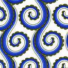 New Michael Miller Retro Curly Swirl Regal Swirls Blue 