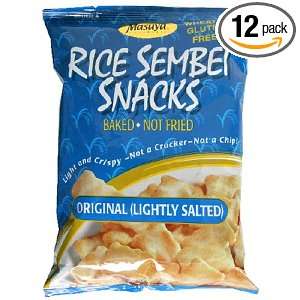 Masuya Rice Sembei Snacks, Lightly Salted, 4 Ounce Bags (Pack of 12 