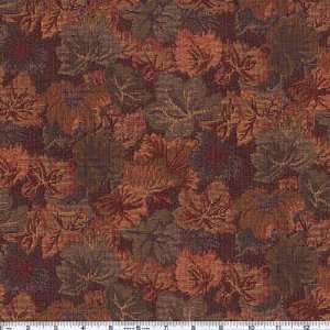  54 Wide Tapestry Leaves Burgundy Fabric By The Yard 