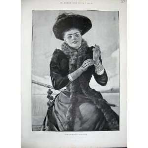   1892 Levis Fine Art Beautiful Woman Lady Fur Coat Hat