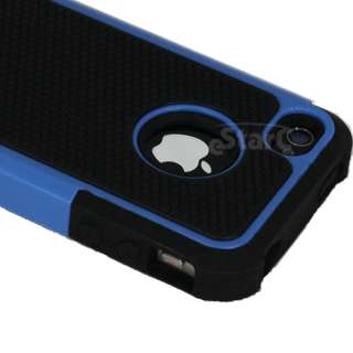 BLUE & BLACK COMBO HARD CASE COVER SOFT GEL SKIN FOR IPHONE 4 4S 4TH 
