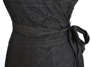   Bob Cotton Lace Wrap Dress S 4 6 8 UK 8 10 12 NWT Black + Jersey Slip