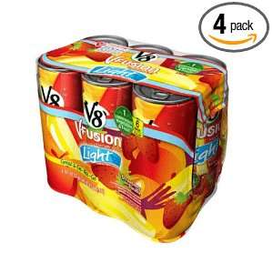 V8 V Fusion Strawberry Banana Light, 8 Ounce, 6 count, (Pack of 4 