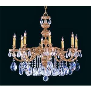 Crystorama Ornate Cast Brass Chandelier Accented with Hand Cut Crystal 