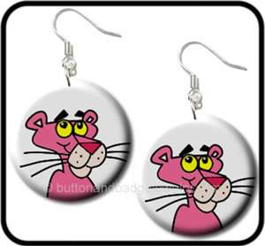PINK PANTHER* #1 Cute Kitsch Retro Button EARRINGS  