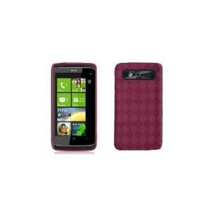  HTC 7 Trophy TPU Case with Inner Check Design   Hot Pink 