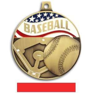   Baseball Medals GOLD MEDAL/RED RIBBON 2.25 Arts, Crafts & Sewing