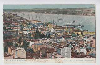 ANTIQUE POSTCARD BOSPHORUS VIEW ISTANBUL CONSTANTINOPLE TURKEY 1908 x 