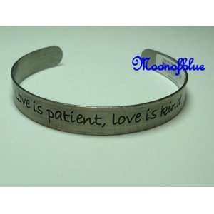  Inspiration Silver Cuff Bracelet   Love is patient, love 