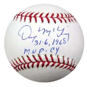  Denny McLain Autographed Ball   31 6 1968 MVP CY PSA DNA 