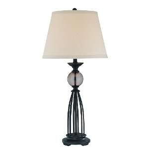 Meara Collection 1 Light 34 Charcoal Table Lamp with Off White Fabric 