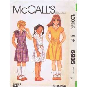  McCalls 6935 Vintage Sewing Pattern Girls Pullover Dress 