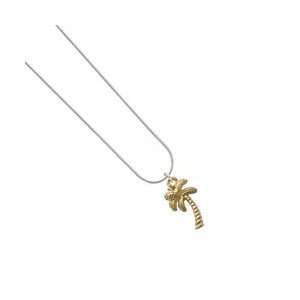  Gold Palm Tree   Gold Plated Snake Chain Charm Necklace 