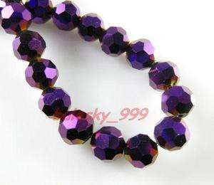P22 Glass Crystal 32Facet Round Bead 6mm M Purple  