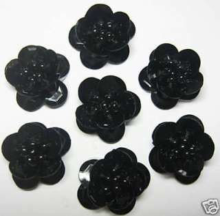 Cute Flower Sequin Bead Applique x 25 Black   Dolls  
