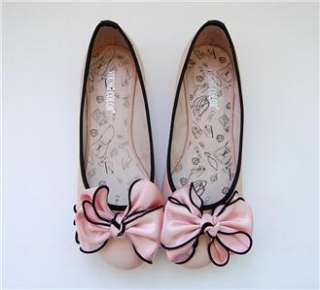 Satin Bowed Ladies Wedding Ballet Flats Gray Pink Beige  