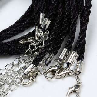 Black 3mm Thread Cord Necklace Clasp 19.5L 5 strands  