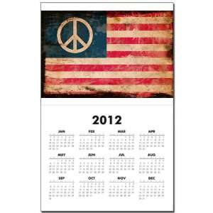   Print w Current Year Worn US Flag Peace Symbol 