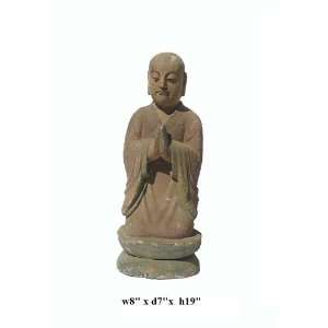   Chinese Wooden Lohon Meditation Statue Ass741