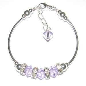   Swarovski Violet Bicone Crystal Tube Bracelet w/Crystal Rondelles
