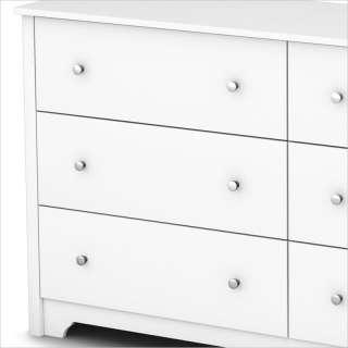 South Shore Breakwater 6 Drawer Double Pure White Finish Dresser 