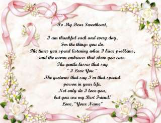 Personalized Poem Breast Cancer Pink Ribbon *30 Styles*  