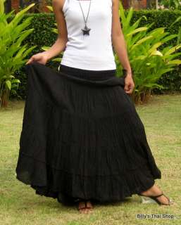 Long * Skirt * Crinkle *Tiered*Boho*Gipsy*Hippie* black  