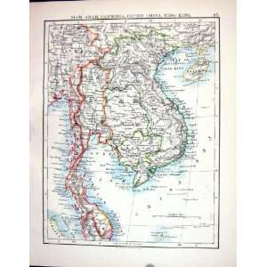   Map 1898 Siam Anam Cambodia Cochin China Tong King Tibet Home