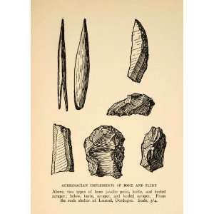   Tools Bone Flint Javeline Knife Scraper Burin   Original Halftone