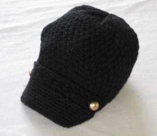 NWT Baby Gap Brick Lane Button Visor Beanie Hat XS S M L Black Knit 2 