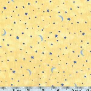  45 Wide Over The Moon Stars Yellow Fabric By The Yard 
