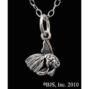  Fish Necklace, Sterling Silver, 24 long rhodium plated chain, Fish 