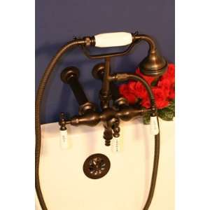   Faucet with Handshower & Porcelain Lever Handles by Randolph Morris