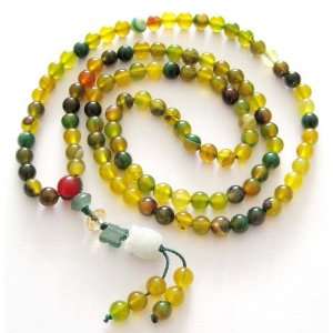    6mm 108 Colorful Agate Beads Buddhist Prayer Mala Necklace Jewelry
