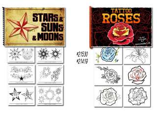 Tattoo Flash Art Books Stars Sun Moon and Roses  