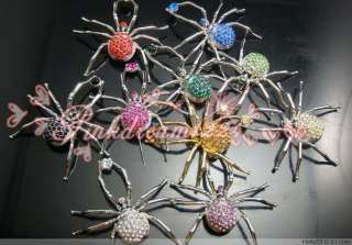 Wholesale12 PcsMIXED Spider Crystal Rhinestone Brooches  
