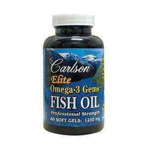  Carlson Labs Elite Omega 3 Gems Fish Oil 1250mg, 60 
