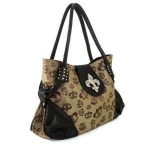 New Fashion Fleur De Lis Jacquard Handbag Purse  BR  