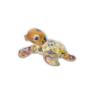  Cream and Blue Speckled Boro Glass Sea Turtle Bead Arts 