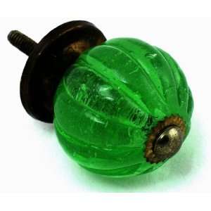 Fancy Green Glass Melon Cabinet Knobs, Drawer Pulls & Handles 10 pc 