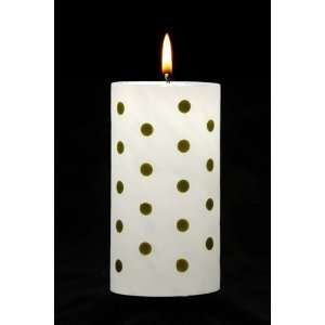  Dots   3x6 Decorative Pillar Candle Printed Fern