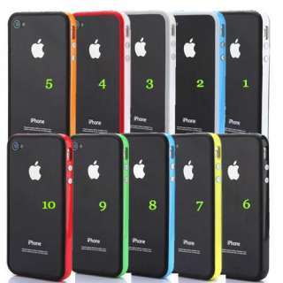 TPU Bumper Frame Silicone Skin Case With Side Button For iPhone 4 4S 