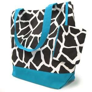  Blue Trim Giraffe Tote Bag Purse Handbag 