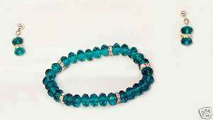 GORGEOUS TEAL Stretchy BRACELET & Matching EARRINGS  