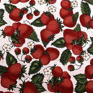 Hi Point Cotton Fabric Bright Red Strawberries BTY  