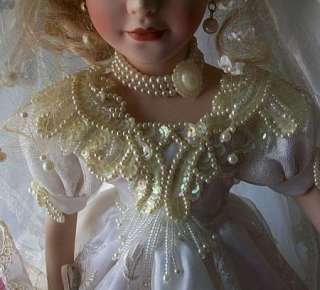 Butterfly Kisses Porcelain Bride Doll 19 w/stand  